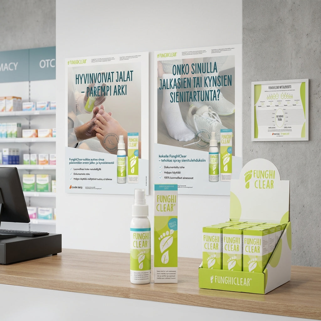 FunghiClear® Klinikpaketti 12 kpl – Display & markkinointipaketti mukana