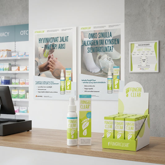 FunghiClear® Klinikpaketti 12 kpl – Display & markkinointipaketti mukana
